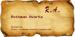 Rothman Avarka névjegykártya